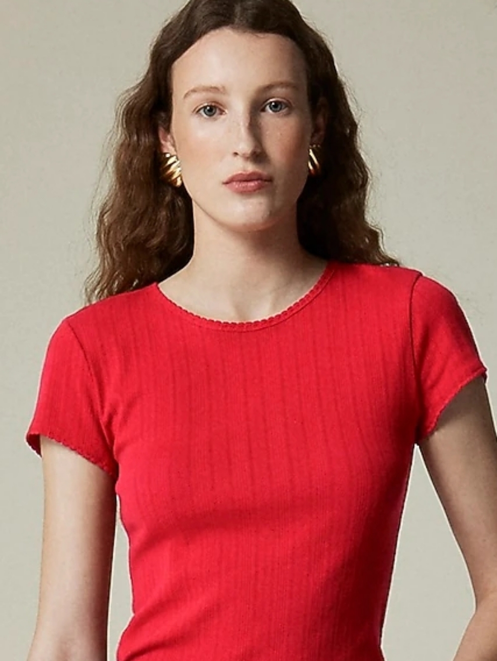 Jcrew Persian Red Pointelle Rib Knit Tee